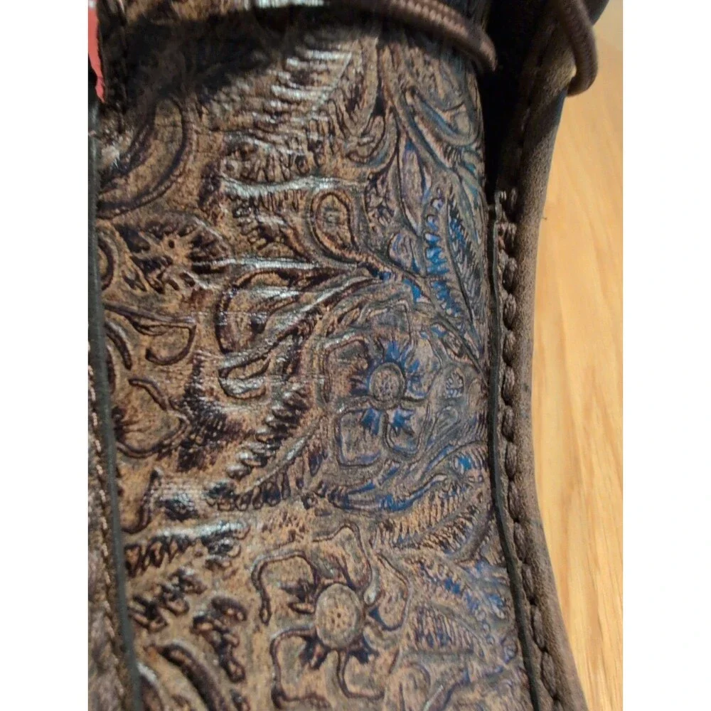 Twisted X Women's Sz 8 Tooled Chukka Driving Mocs Boots Leather Western WDM0079